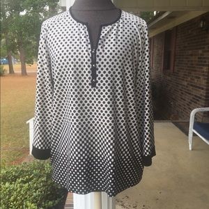 Notations Black & White Polka Dot Top, M
